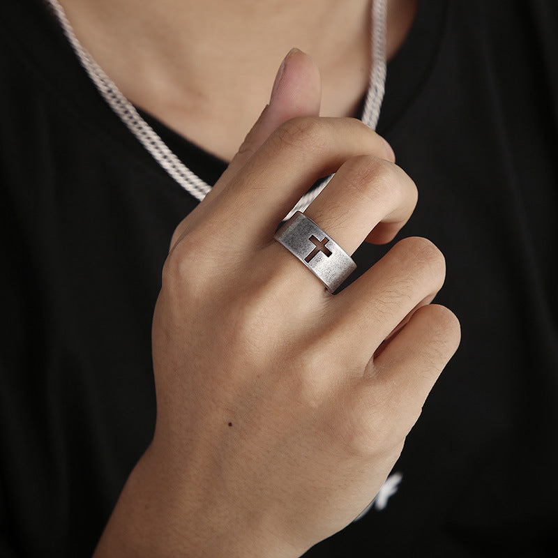 Hollow Cross Open Ring
