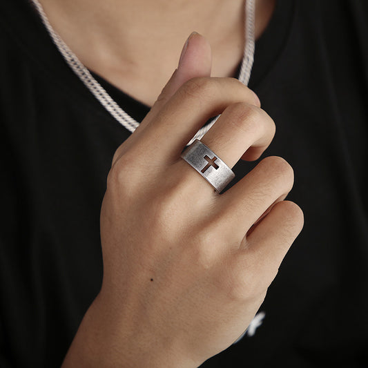 Hollow Cross Open Ring