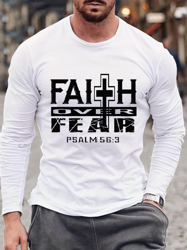 Faith over Fear Christian Bible Verse Long Sleeve T-Shirt