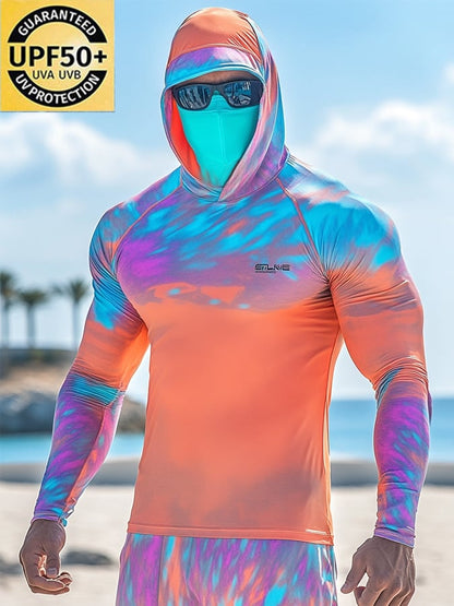 Men's Outdoor Sun Protection Breathable Cool Hooded Sun Protection Long-Sleeved Top