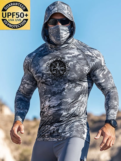 Men's Outdoor Sun Protection Breathable Cool Hooded Sun Protection Long Sleeve Top