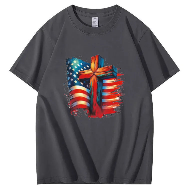 Christian American Shirt, American Flag And Christian Cross Shirt