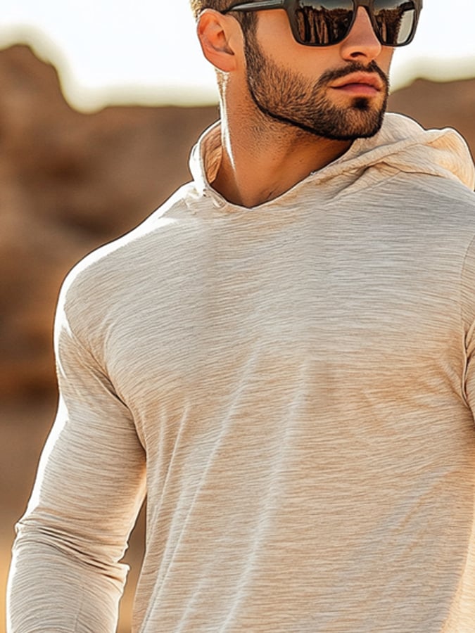 Men's Outdoor Sun Protection Cool Hooded Sun Protection Long Sleeve Top