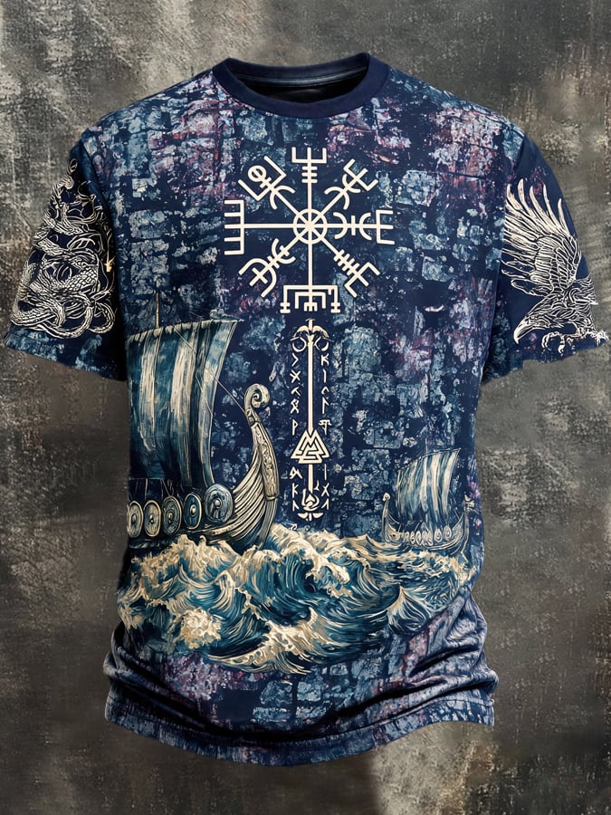 Men's Vintage Viking-Print T-Shirt