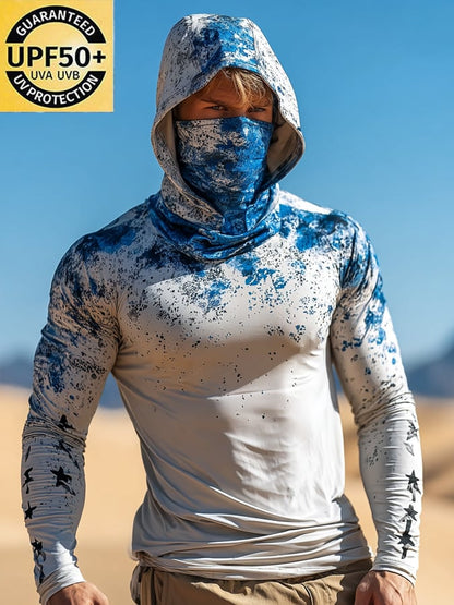 Men's Outdoor Sun Protection Breathable Cool Hooded Sun Protection Long Sleeve Top