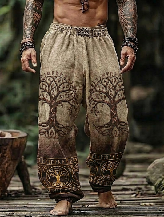 Men's Viking Gradient Tree Of Life Celtic Totem Nordic Retro Pants