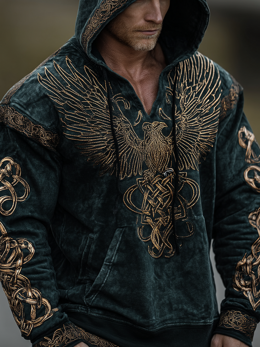 Viking Style Inspired Raven Totem Rune 3D Printed Unisex Casual Hoodie