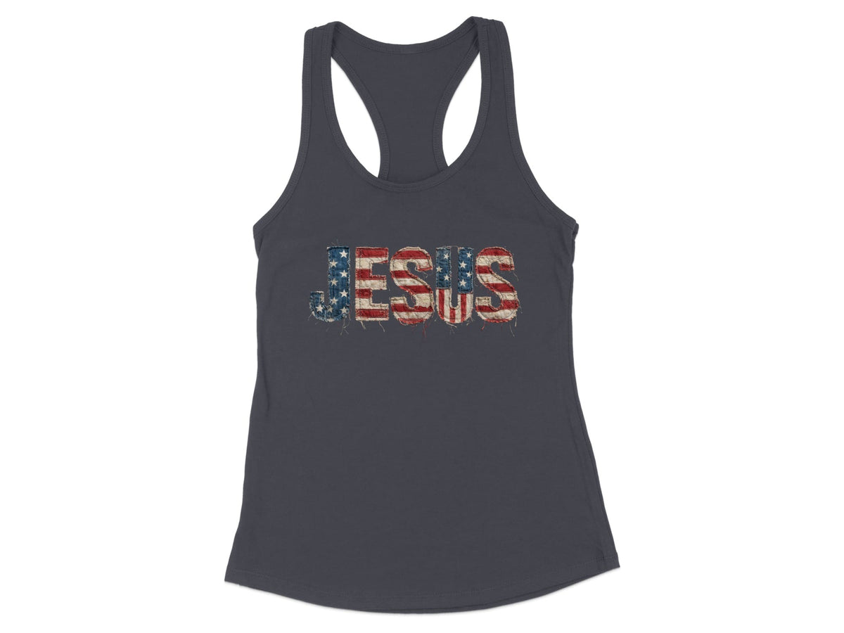 Patriotic Jesus American Flag Racerback Tank