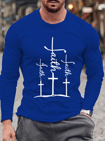 Faith Cross Christian Cotton Long Sleeve T-Shirt