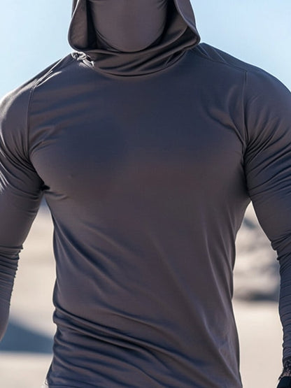 Men's Outdoor Sun Protection Breathable Cool Hooded Sun Protection Long Sleeve Top