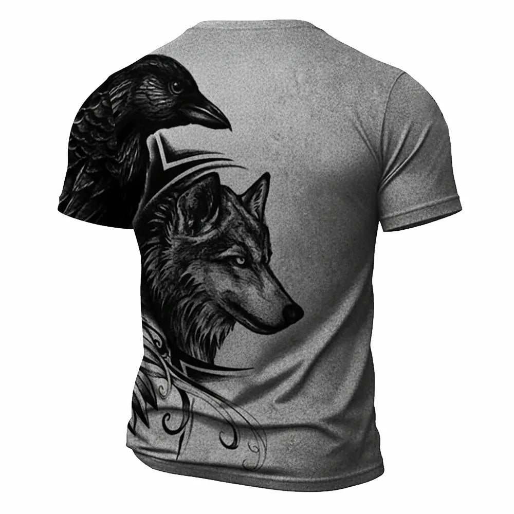 Graphic Wolf Viking Fashion Retro Retro Classic Men's 3D Printed T-shirt T-shirt Henley Shirt
