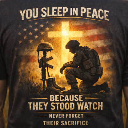 You Sleep In Peace Because They Stood Watch Never Forget Their Sacrifice T-Shirt