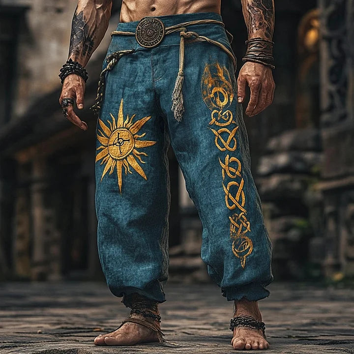 Men's Viking Nordic Sun Art Knot Tribal Celtic Runes Pattern Pants