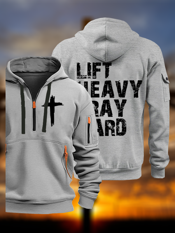 Lift Heavy Pray Hard Gym Jesus God Christian Zipper Hoodies