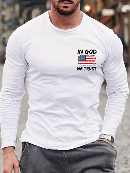 In God we trust American flag Christian Cotton Long Sleeve T-Shirt