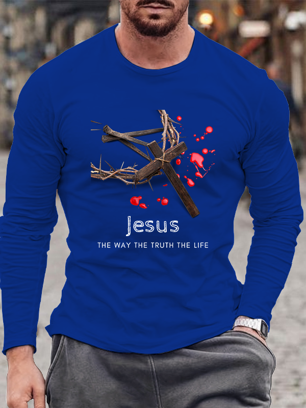 Jesus The Way The Truth The Life Cotton Long Sleeve T-Shirt