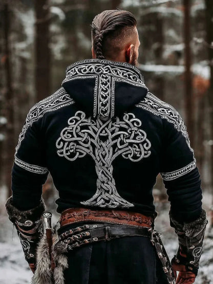 Men's Vintage Viking Tree Of Life Celtic Knot Art Print Hoodie