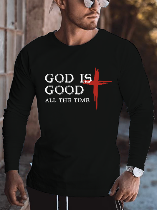 God Is Good All The Time Crew Neck Men's Long Sleeve T-Shirt