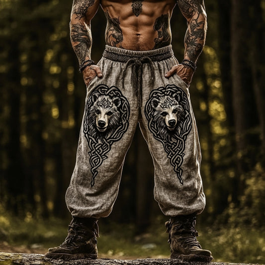 Men's Vintage Viking Celtic Bear Art Pants