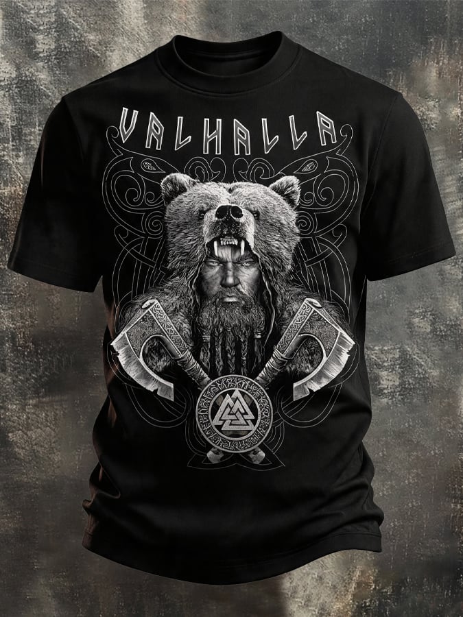 Men's Vintage Viking-Print T-Shirt