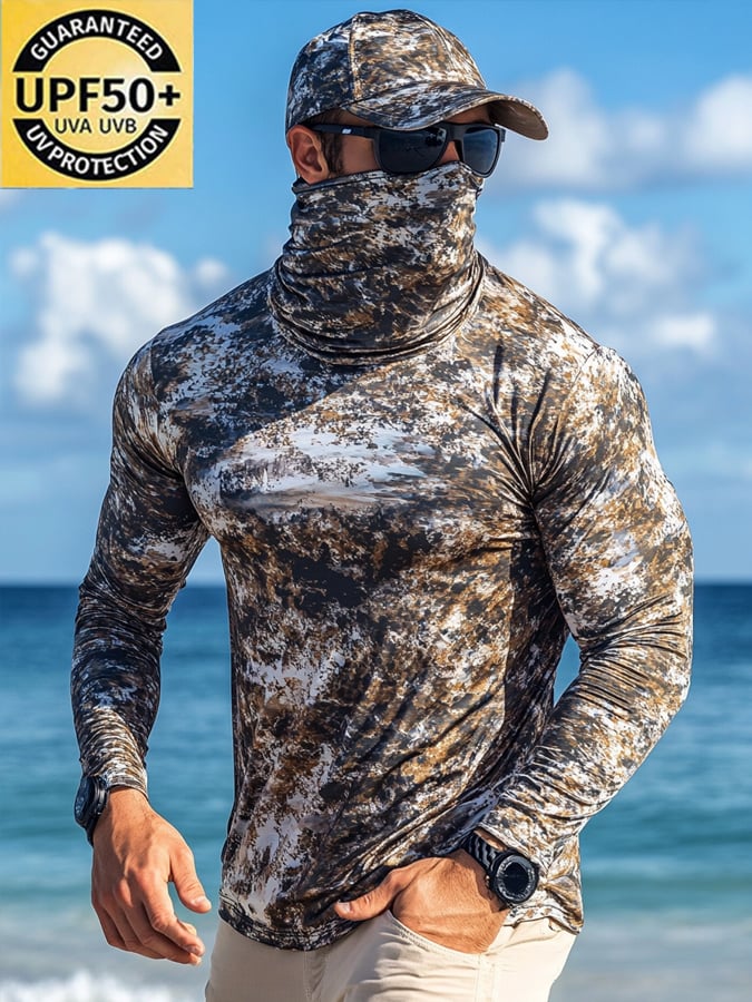 Men's Outdoor Sun Protection Breathable Cool Hooded Sun Protection Long-Sleeved Top