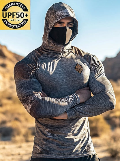 Men's Outdoor Sun Protection Breathable Cool Hooded Sun Protection Long Sleeve Top
