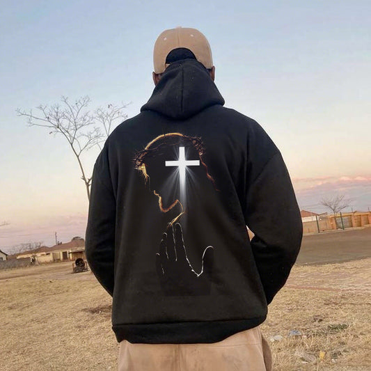 Divine Cross Silhouette Printed Men's Hoodie