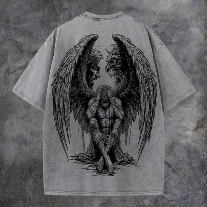 Contradictory Angel Printed Men's Washed Tee