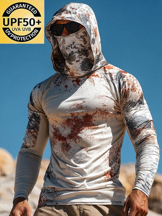 Men's Outdoor Sun Protection Breathable Cool Hooded Sun Protection Long Sleeve Top