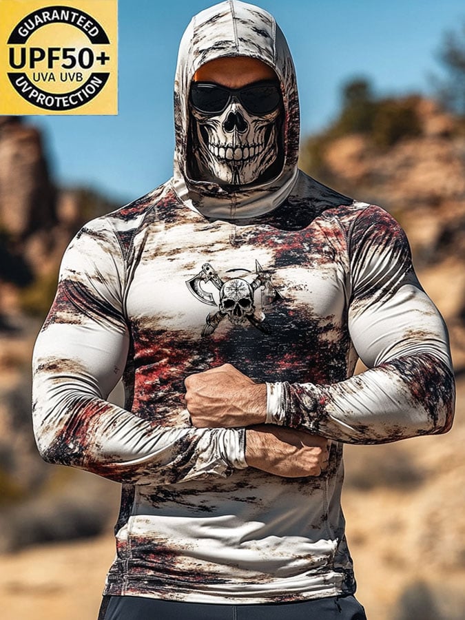 Men's Outdoor Sun Protection Breathable Cool Hooded Sun Protection Long Sleeve Top