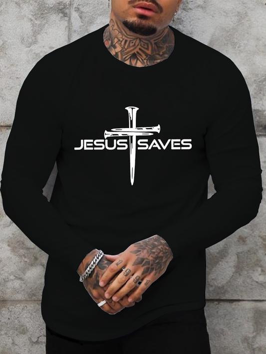 Jesus Saves Cotton Long Sleeve T-Shirt