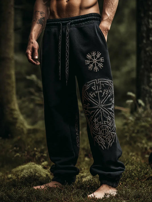 Men's Viking Retro Nordic Vegvisir Runes Art Totem Sports Pants