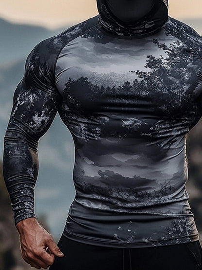 Men's Outdoor Sun Protection Breathable Cool Hooded Sun Protection Long Sleeve Top