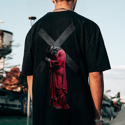 Prayer At Cross Printed Men's T-shirt