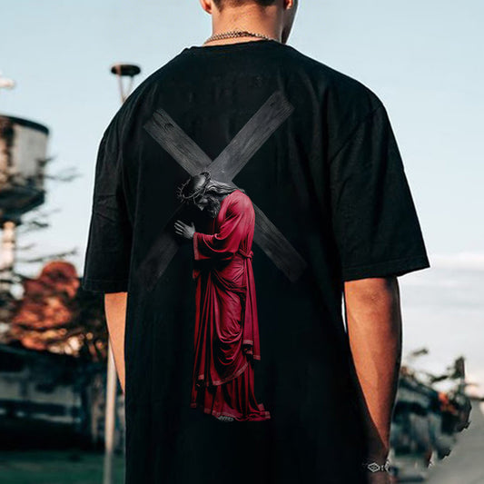 Prayer At Cross Printed Men's T-shirt