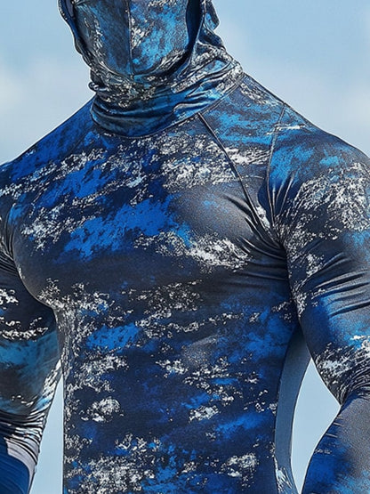Men's Outdoor Sun Protection Breathable Cool Hooded Sun Protection Long-Sleeved Top
