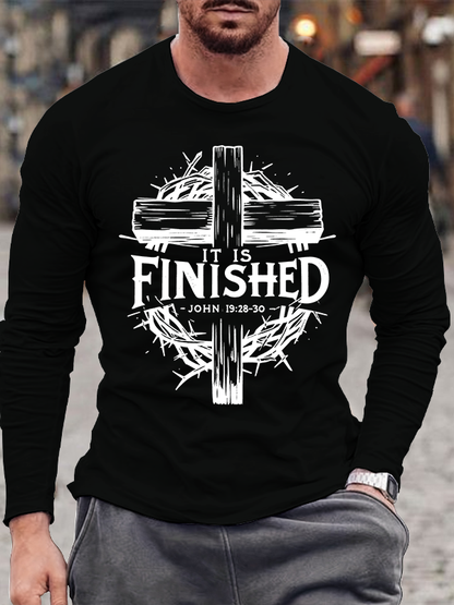 It Is Finished John 19:28-30 Jesus God Christian Cotton Long Sleeve T-Shirt