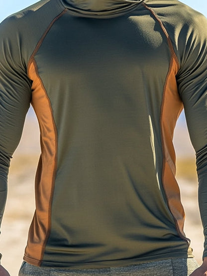 Men's Outdoor Sun Protection Breathable Cool Mask Hooded Sun Protection Long-Sleeved Top