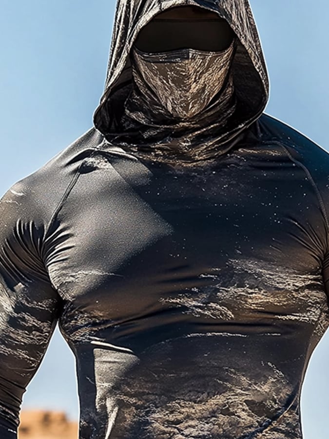Men's Outdoor Sun Protection Breathable Cool Hooded Sun Protection Long Sleeve Top