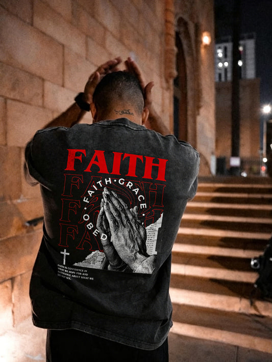 Faith, Grace, Obey, Faith Is Confidence In What We Hope For And Assurance About What We Do Not See Printed Men's Washed Tee