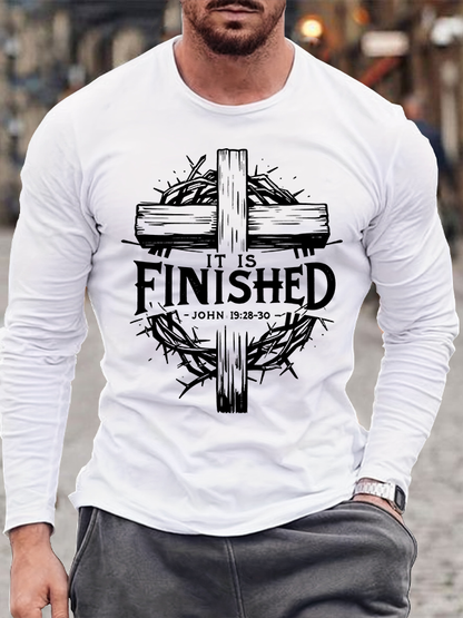It Is Finished John 19:28-30 Jesus God Christian Cotton Long Sleeve T-Shirt