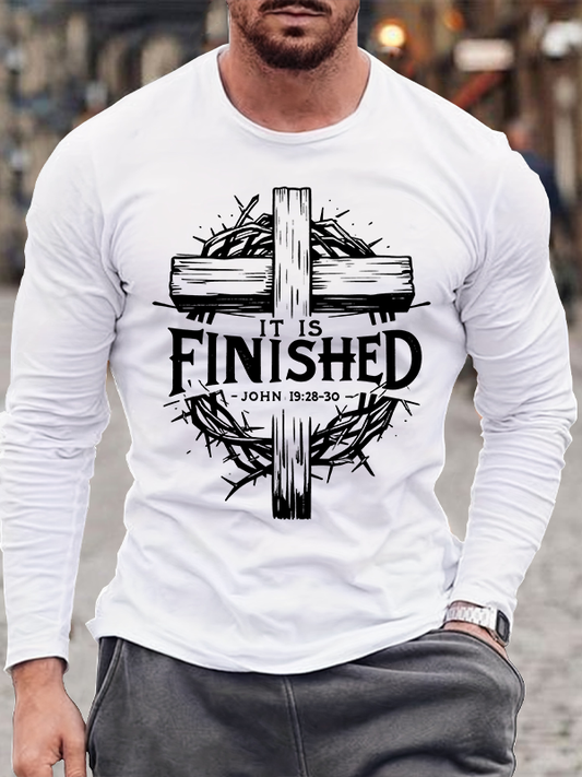 It Is Finished John 19:28-30 Jesus God Christian Cotton Long Sleeve T-Shirt