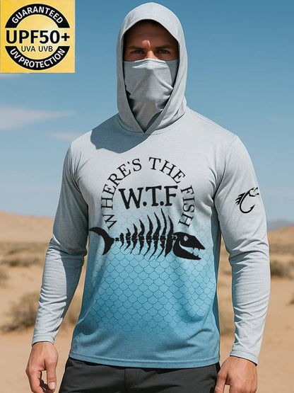 Men's Outdoor Sun Protection Breathable Cool Mask Hooded Sun Protection Long-Sleeved Top