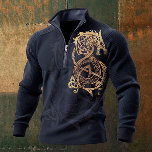 Nordic Warrior Viking Fenrir Totem 3D Print Casual Long-Sleeve Shirt