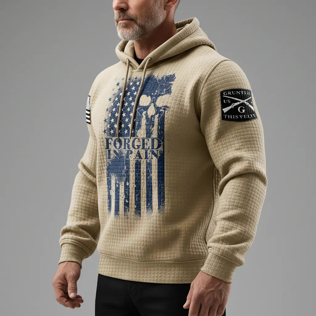 Viking skull American street casual waffle knit hoodie