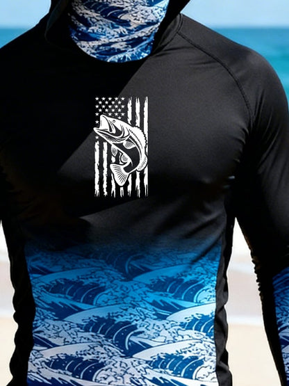 Men's Outdoor Sun Protection Breathable Cool Hooded Sun Protection Long-Sleeved Top