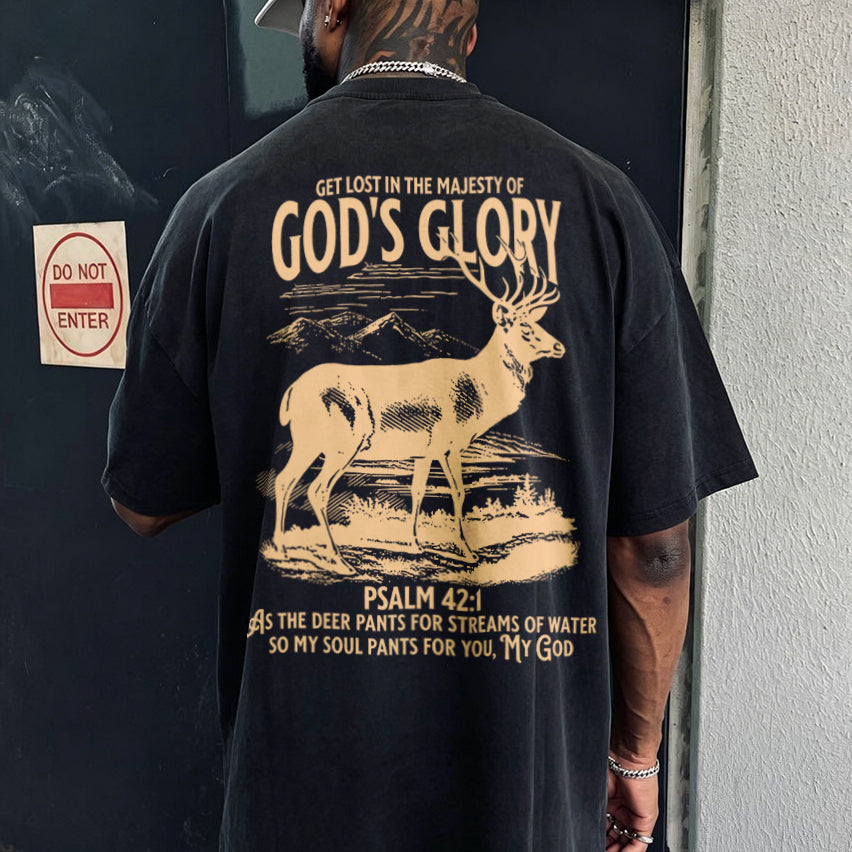 Get lost in the majesty of god's glory Psalm 42:1 Printed Men's Washed Tee