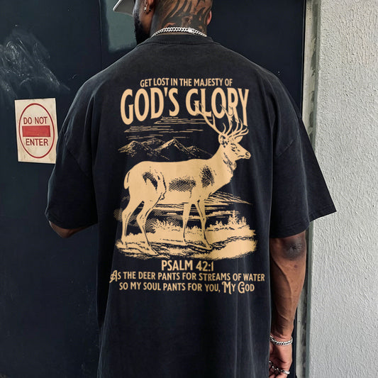 Get lost in the majesty of god's glory Psalm 42:1 Printed Men's Washed Tee