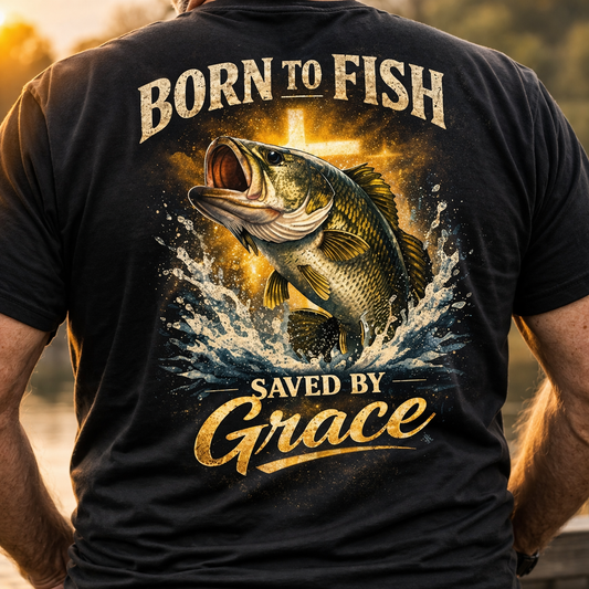 Born To Fish Saved By Grace T-Shirt