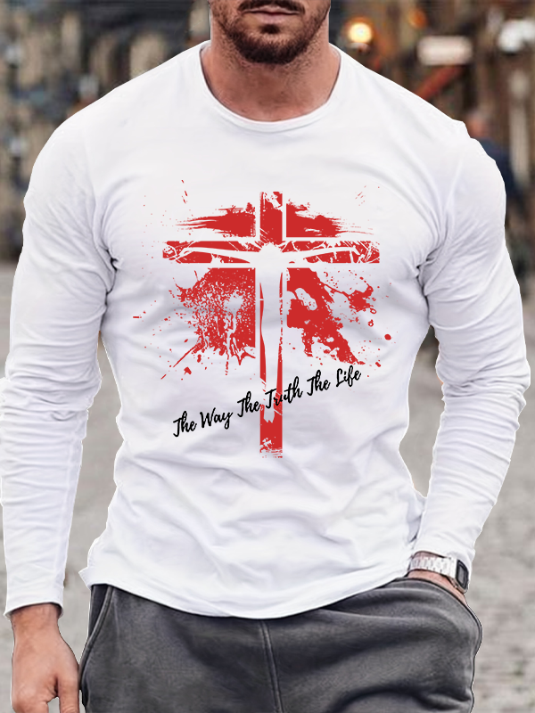 Jesus The Way The Truth The Life Christian Cotton Long Sleeve T-Shirt